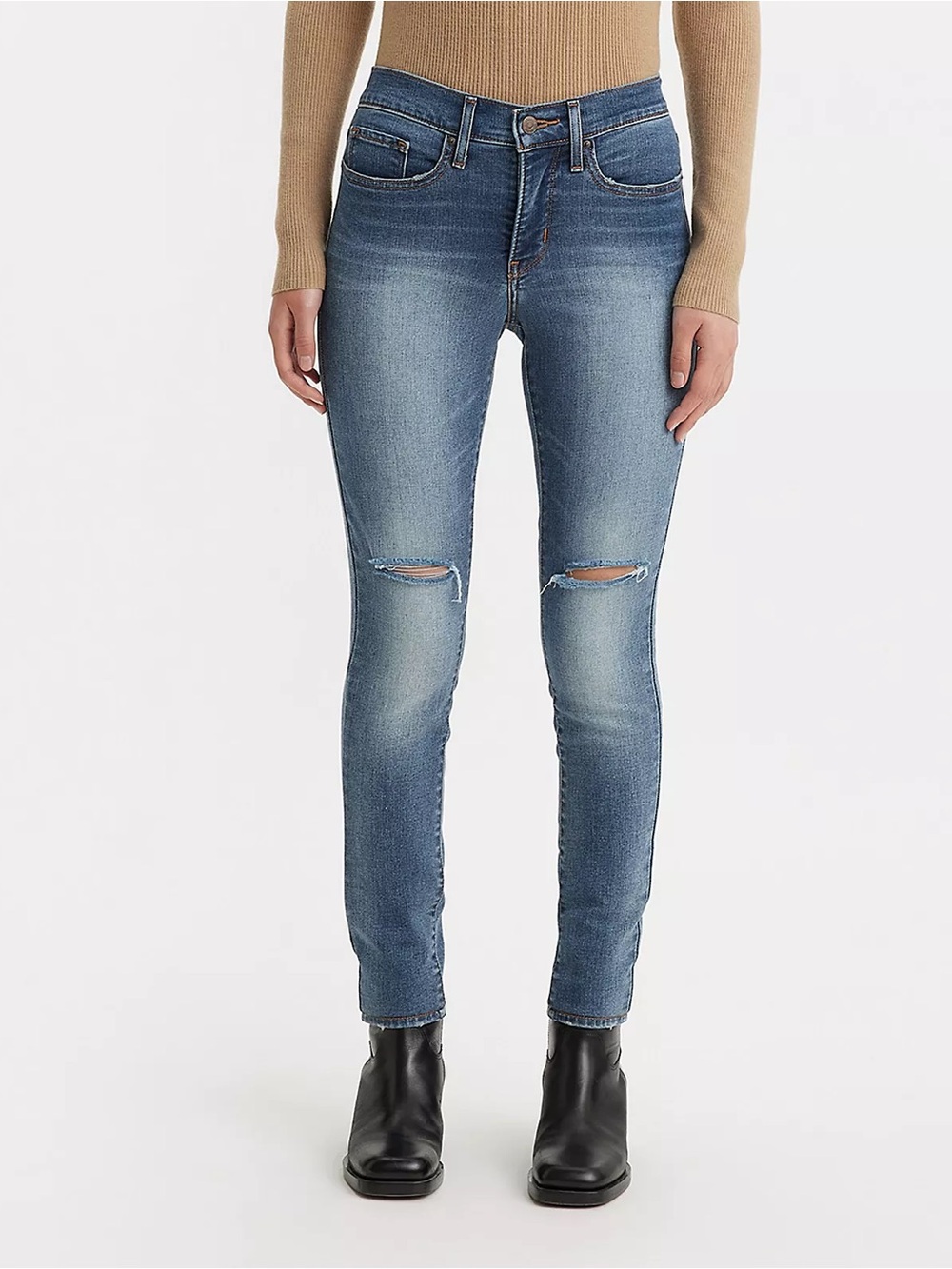 Levi's 311 Distressed Mid-Blue Skinny Jeans